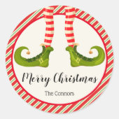 Sticker Rond Jolly Christmas Elf Legs Vacances Petits (Devant)