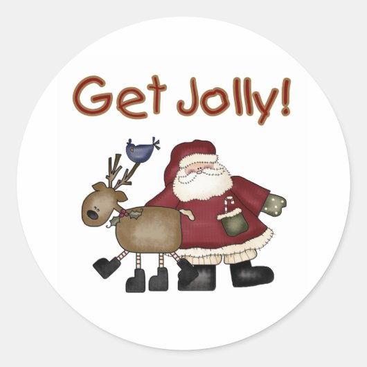 Sticker Rond Jolly Père Noël et Reindeer (Devant)