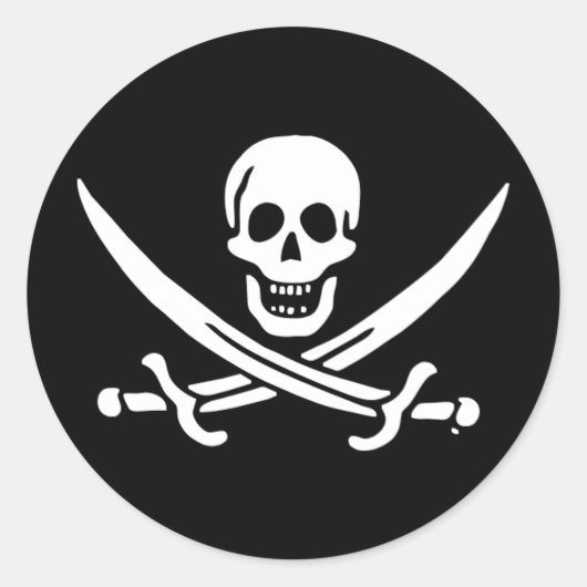Sticker Rond Jolly roger drapeau de pirate (Devant)