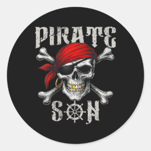 Sticker Rond Jolly roger Du Fils Pirate Drapeau Et Traverses Du