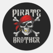 Sticker Rond Jolly roger Frère Pirate Drapeau Et Crossbon Crâne (Devant)