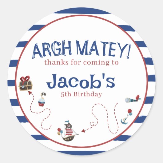 Sticker Rond Jolly roger Pirate Anniversaire Chambre d'hôte (Devant)