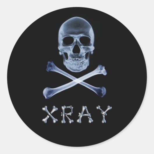 Sticker Rond Jolly roger RADIOLOGIE Drapeau XRAY PIRATE (Devant)