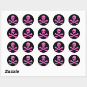 Sticker Rond Jolly roger rose (Feuille)