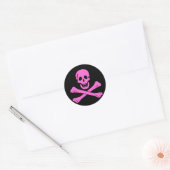 Sticker Rond Jolly roger rose (Enveloppe)