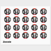 STICKER ROND JOLLY ROGER SKULL ET TROIS LIEUX FLAG MONOGRAM (Feuille)