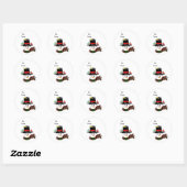 Sticker Rond Jolly Snowman dans un grand Casquette noir (Feuille)
