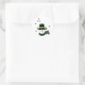 Sticker Rond Jolly Snowman dans un grand Casquette noir (Sac)