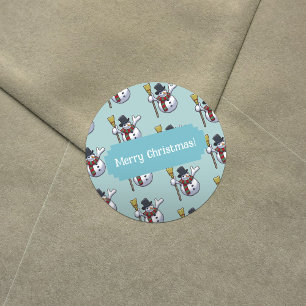 Sticker Rond Jolly Top Hat Snowman Christmas Pixel Art Motif