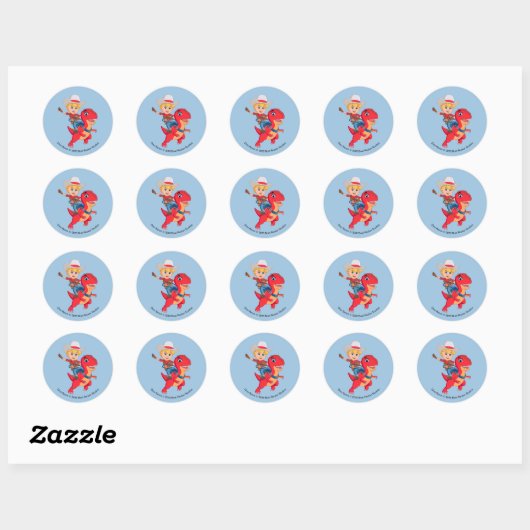 Sticker Rond Jon et Blitz | Dino Ranch (Feuille)