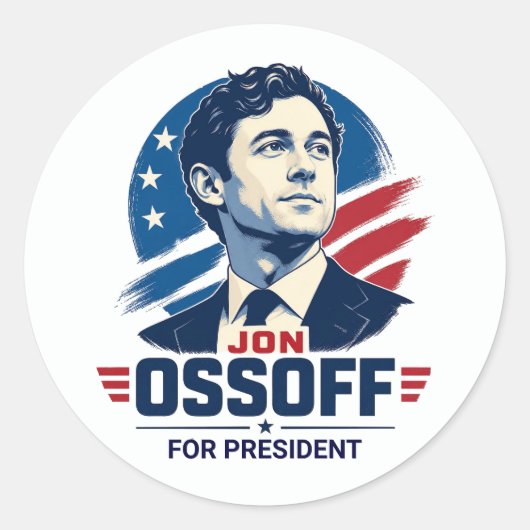 Sticker Rond Jon Ossoff Président 2028 (Devant)