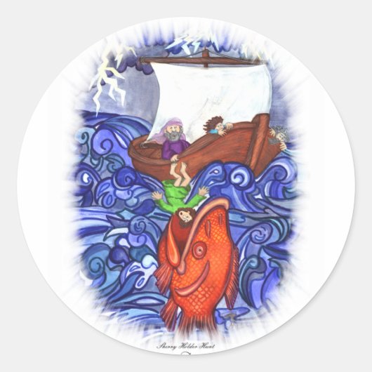 Sticker Rond Jonah et le Big Fish (Devant)