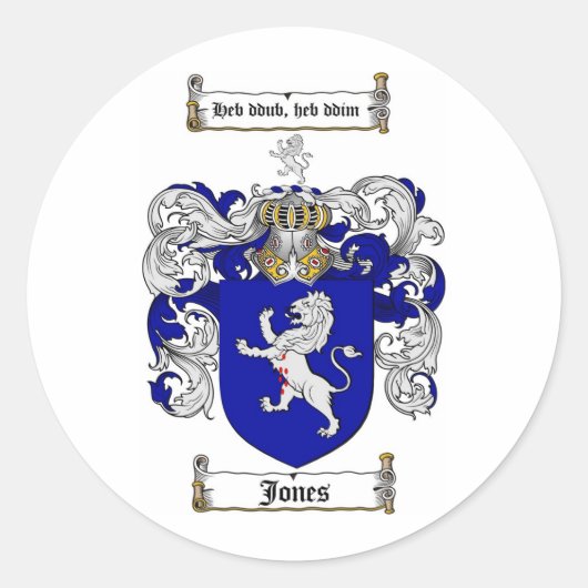 STICKER ROND JONES FAMILLE CREST - JONES COAT D'ARMES (Devant)