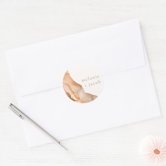 Sticker Rond Joshua Tree Bohemian Neutral Bride + Groom (Enveloppe)