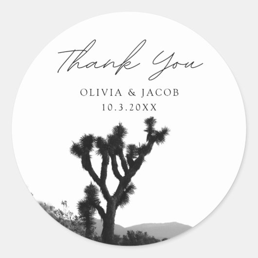 Sticker Rond Joshua Tree Wedding Favoriser Photo Merci (Devant)