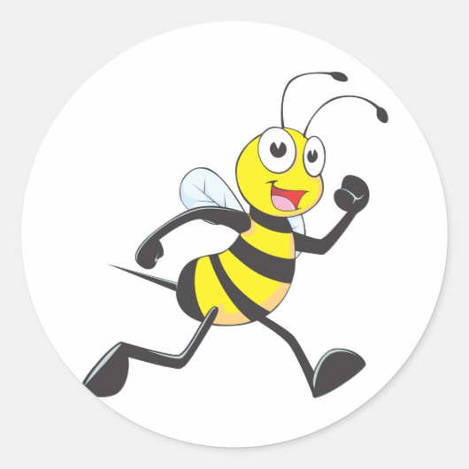 Sticker Rond Jote Bee Cartoon Running Jogging Chemise de marche (Devant)