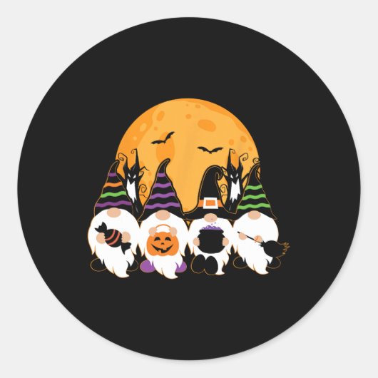 Sticker Rond Jote Halloween Gnome Éffrayant Gardening Trick Ou  (Devant)