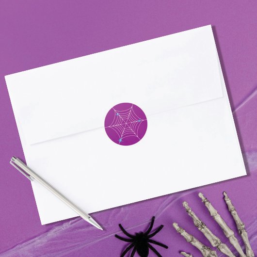 Sticker Rond Jote Halloween Spiderweb violet