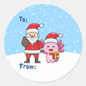 Sticker Rond Jote Père Noël avec Axolotl, de et vers (Devant)