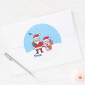 Sticker Rond Jote Père Noël avec Axolotl, de et vers (Enveloppe)