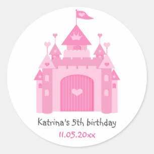 Sticker Rond Jote Pink Castle Princess Anniversaire