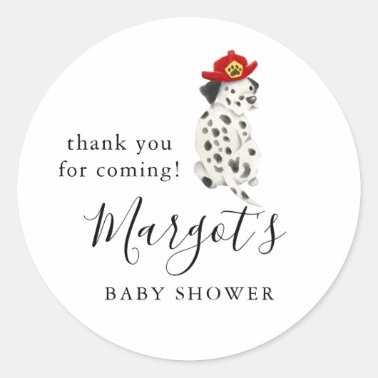 Sticker Rond Jote pompier Baby shower Favoriser (Devant)