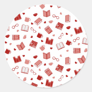 Sticker Rond Jote rouge livre et Motif de lecture