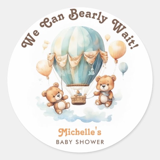Sticker Rond Jote Rustic Bearly Wait Baby shower Twins (Devant)