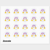 Sticker Rond Jote Sloth Boho Rainbow Chic Baby shower Merci (Feuille)