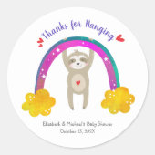 Sticker Rond Jote Sloth Boho Rainbow Chic Baby shower Merci (Devant)