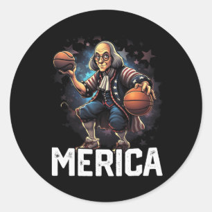 Sticker Rond Jouer au basket-ball de Franklin