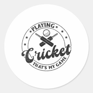 Sticker Rond Jouer au cricket, c'est mon jeu - Joueur de cricke