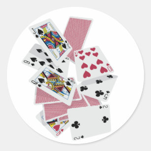 Sticker Rond Jouer aux cartes - Jouer pour gagner - Charmes cha