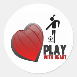 STICKER ROND JOUER AVEC LE FOOTBALL DE LA FILLE DU COEUR