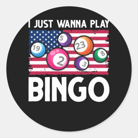 Sticker Rond Jouer Bingo American Flag Funny Bingo (Devant)