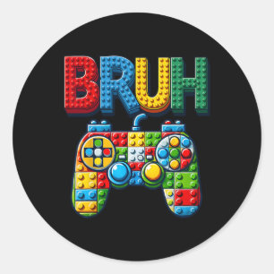 Sticker Rond Jouer Blocs de Construction Mec Dire Garçons Joueu