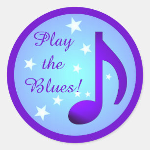 Sticker Rond Jouer Blues Purple Blue Note Cercle Stars