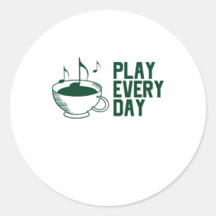 Sticker Rond Jouer de la musique tous les jours