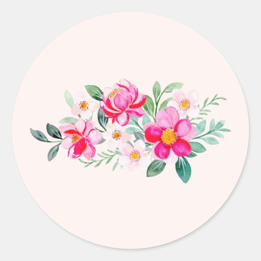 Sticker Rond Jouer Joli Bouquet de Fleur Rose (Devant)