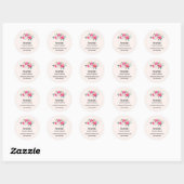 Sticker Rond Jouer Joli Bouquet Fleur Rose Affaires (Feuille)