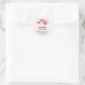 Sticker Rond Jouer Joli Bouquet Fleur Rose Affaires (Sac)