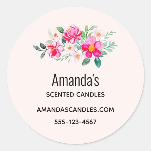 Sticker Rond Jouer Joli Bouquet Fleur Rose Affaires (Devant)