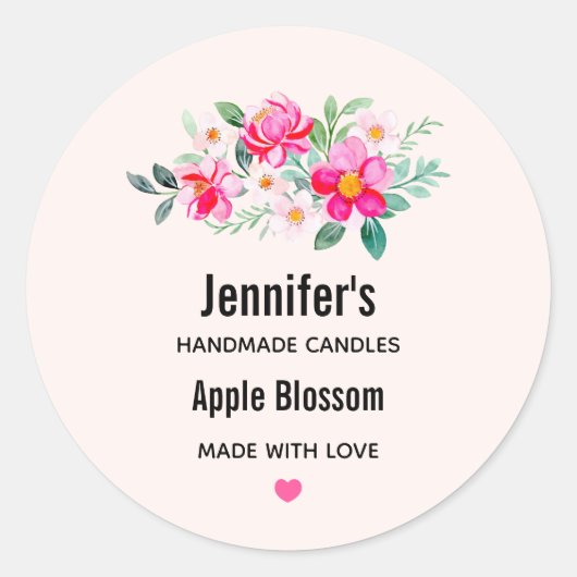 Sticker Rond Jouer Joli Bouquet Fleur Rose Bouquet Chandle Biz (Devant)