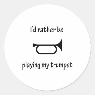 Sticker Rond Jouer ma trompette