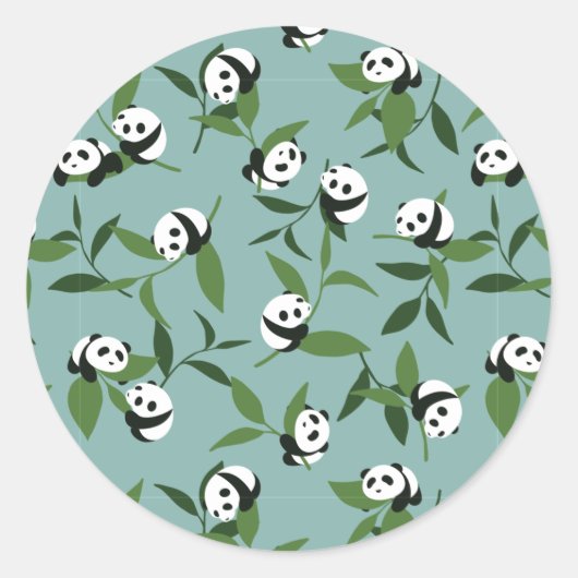 Sticker Rond Jouer Panda dans le Motif du Jardin Vert (Devant)