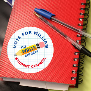 Sticker Rond Jouer pour le président de classe : ÉCRIRE le choi