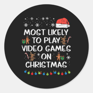 Sticker Rond Jouer probablement Jeux Vidéo Noël Noël Noël Noël