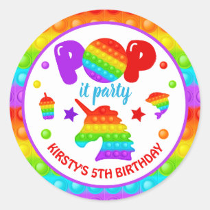 Sticker Rond Jouet anti-stress Pop It arc-en-ciel pour annivers