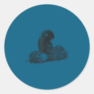 Sticker Rond Jouet en peluche singe bébé à frapper 