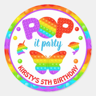 Sticker Rond Jouet Fidget Pop Arc-en-Ciel Anniversaire